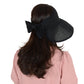 Womens Roll Up Straw Sun Visor Wide Brim Bow Detail Adjustable UV Protection Packable Summer Hat