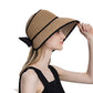 Womens Roll Up Straw Sun Visor Wide Brim Bow Detail Adjustable UV Protection Packable Summer Hat