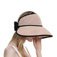 Womens Roll Up Straw Sun Visor Wide Brim Bow Detail Adjustable UV Protection Packable Summer Hat