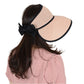 Womens Roll Up Straw Sun Visor Wide Brim Bow Detail Adjustable UV Protection Packable Summer Hat