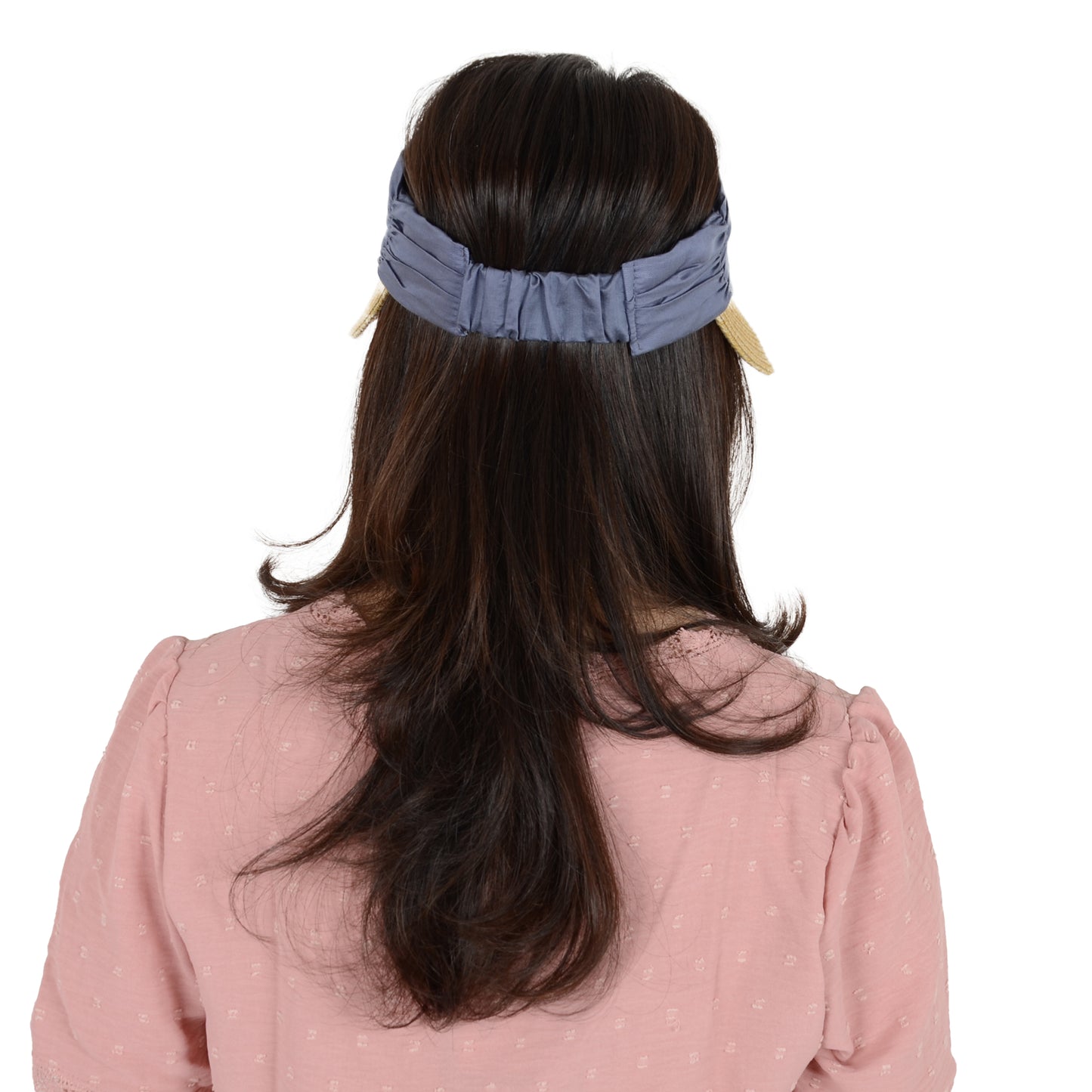 Womens Straw Sun Visor Wide Brim Adjustable Elastic Band Lightweight Summer Hat