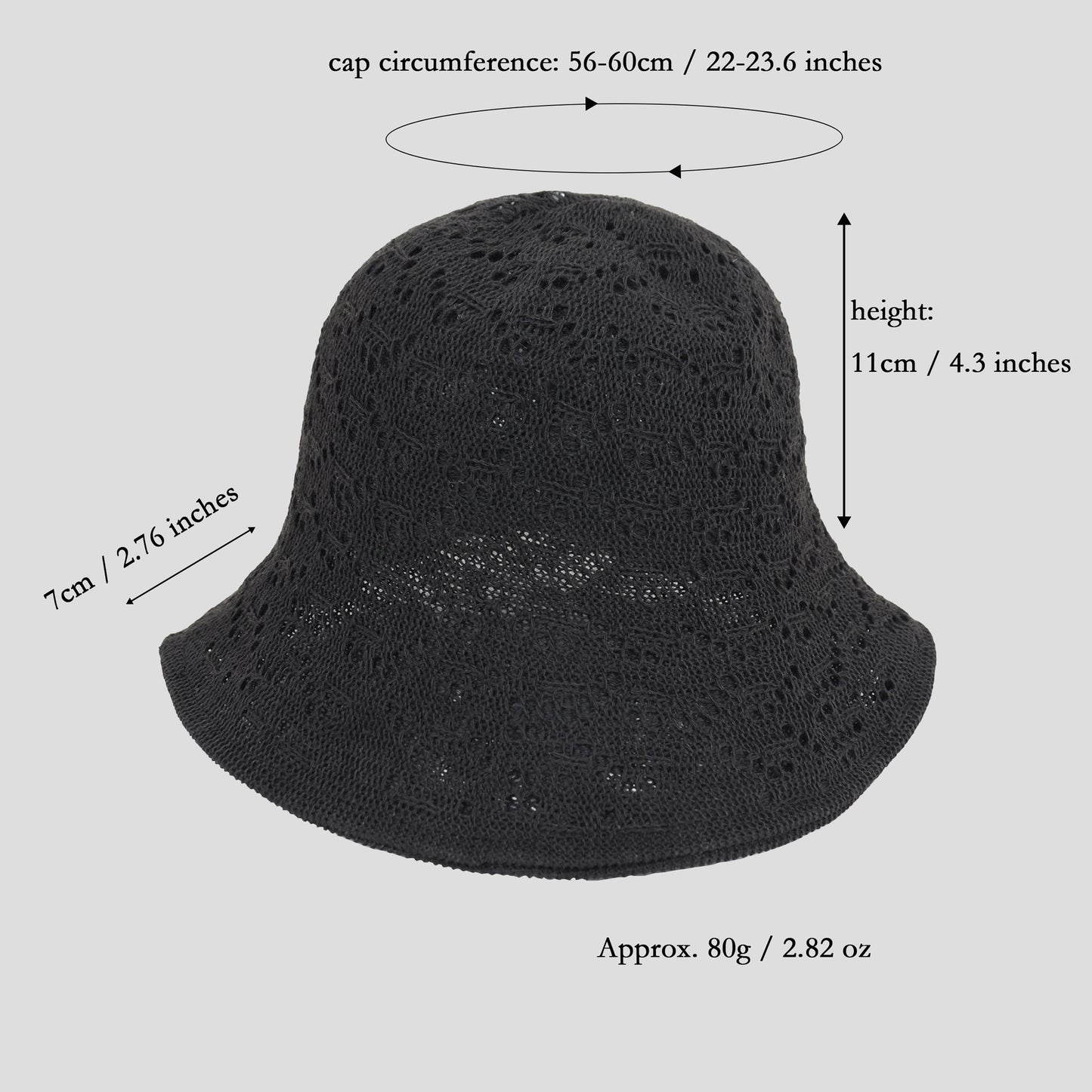Women's Crocheted Bucket Hat Foldable Breathable Sun Protection