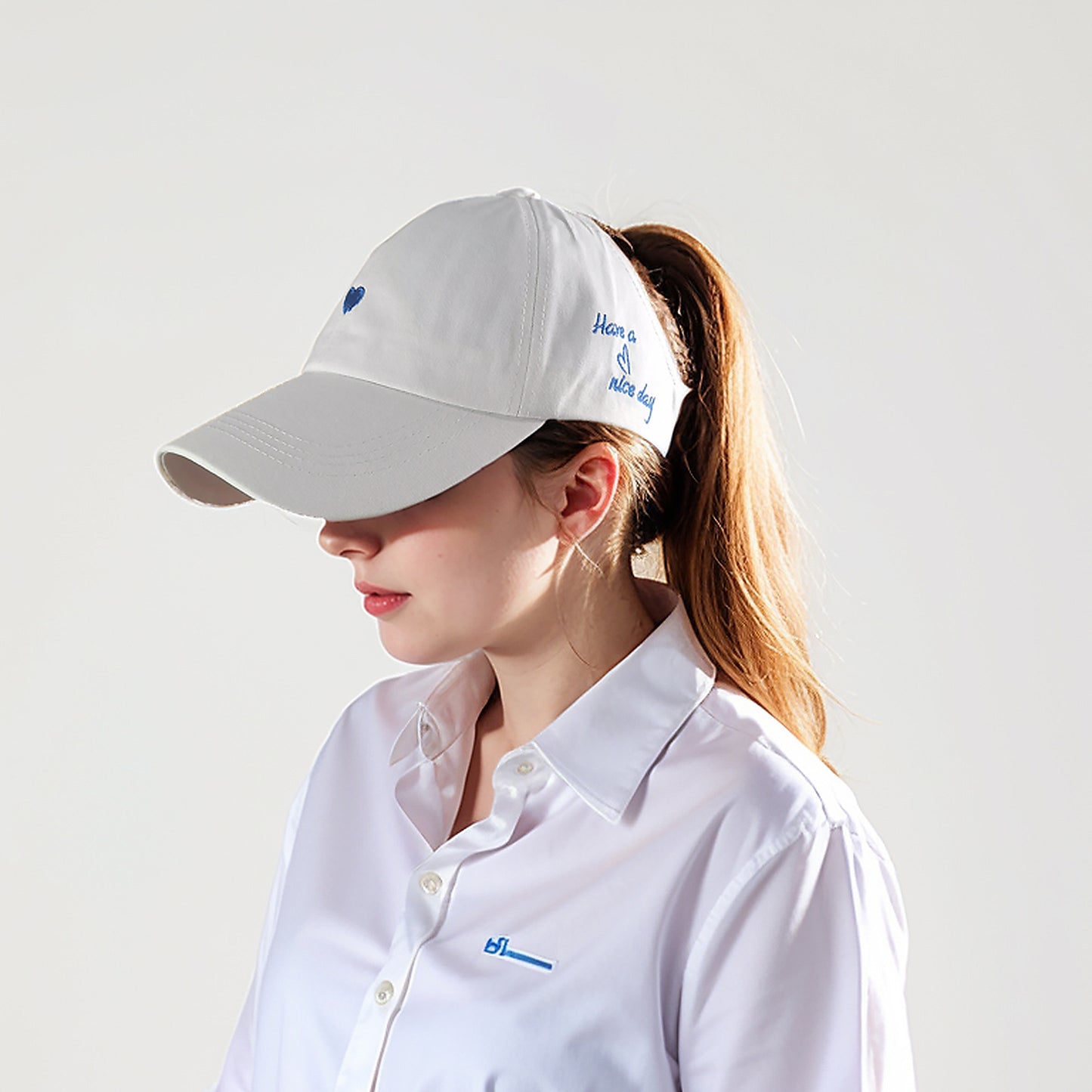Women's Embroidered Baseball Cap Large Bun Half Hollow Top Soft Cotton Trucker Hat