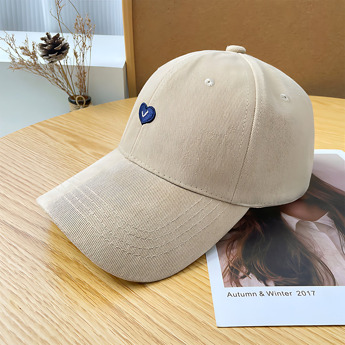 Women's Embroidered Baseball Cap Low Bun Large Head Circumference Soft Cotton Trucker Hat