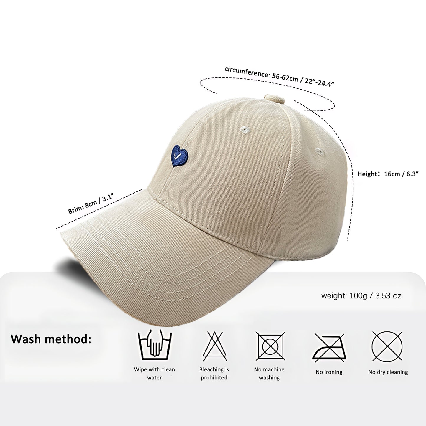 Women's Embroidered Baseball Cap Low Bun Large Head Circumference Soft Cotton Trucker Hat