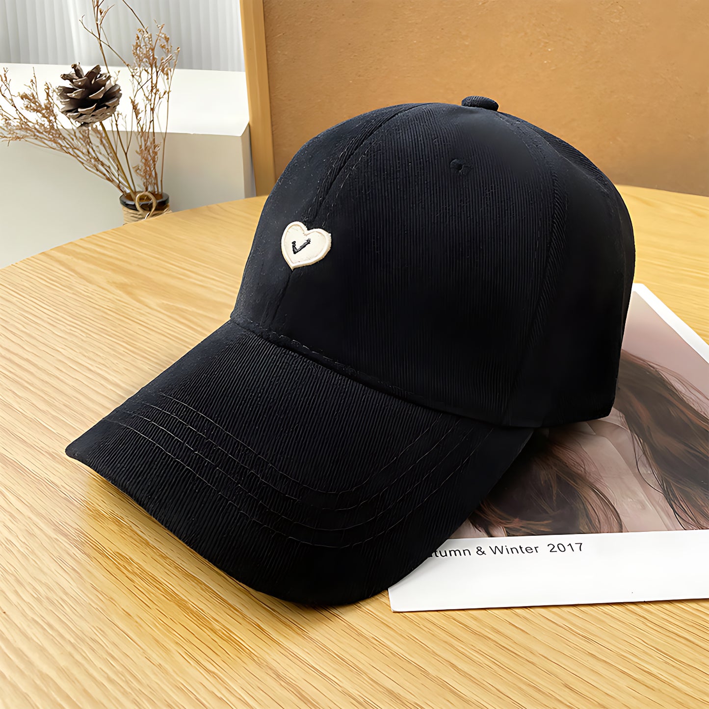 Women's Embroidered Baseball Cap Low Bun Large Head Circumference Soft Cotton Trucker Hat