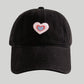Women's Heart Embroidered Baseball Cap Low Bun Soft Cotton Trucker Hat