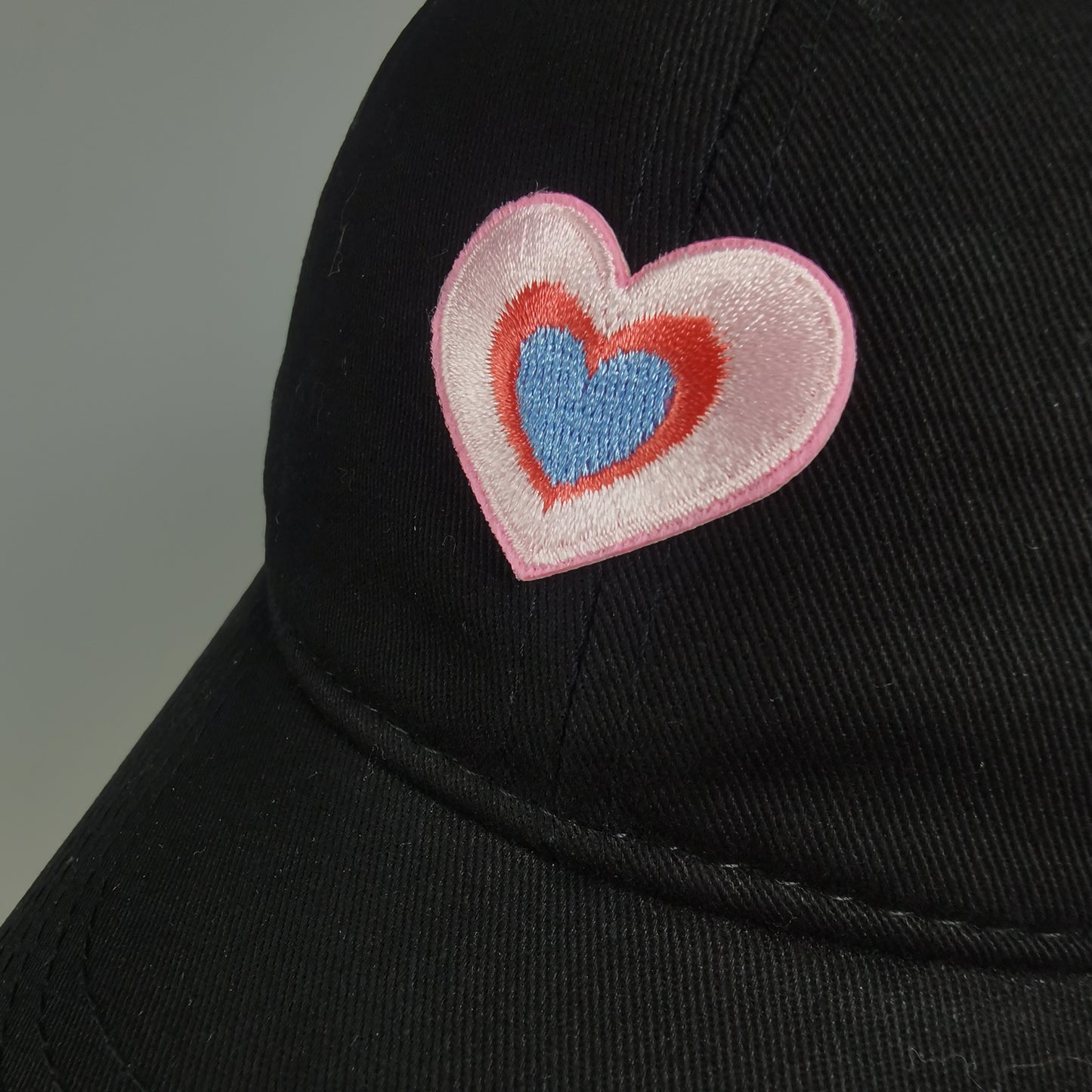 Women's Heart Embroidered Baseball Cap Low Bun Soft Cotton Trucker Hat