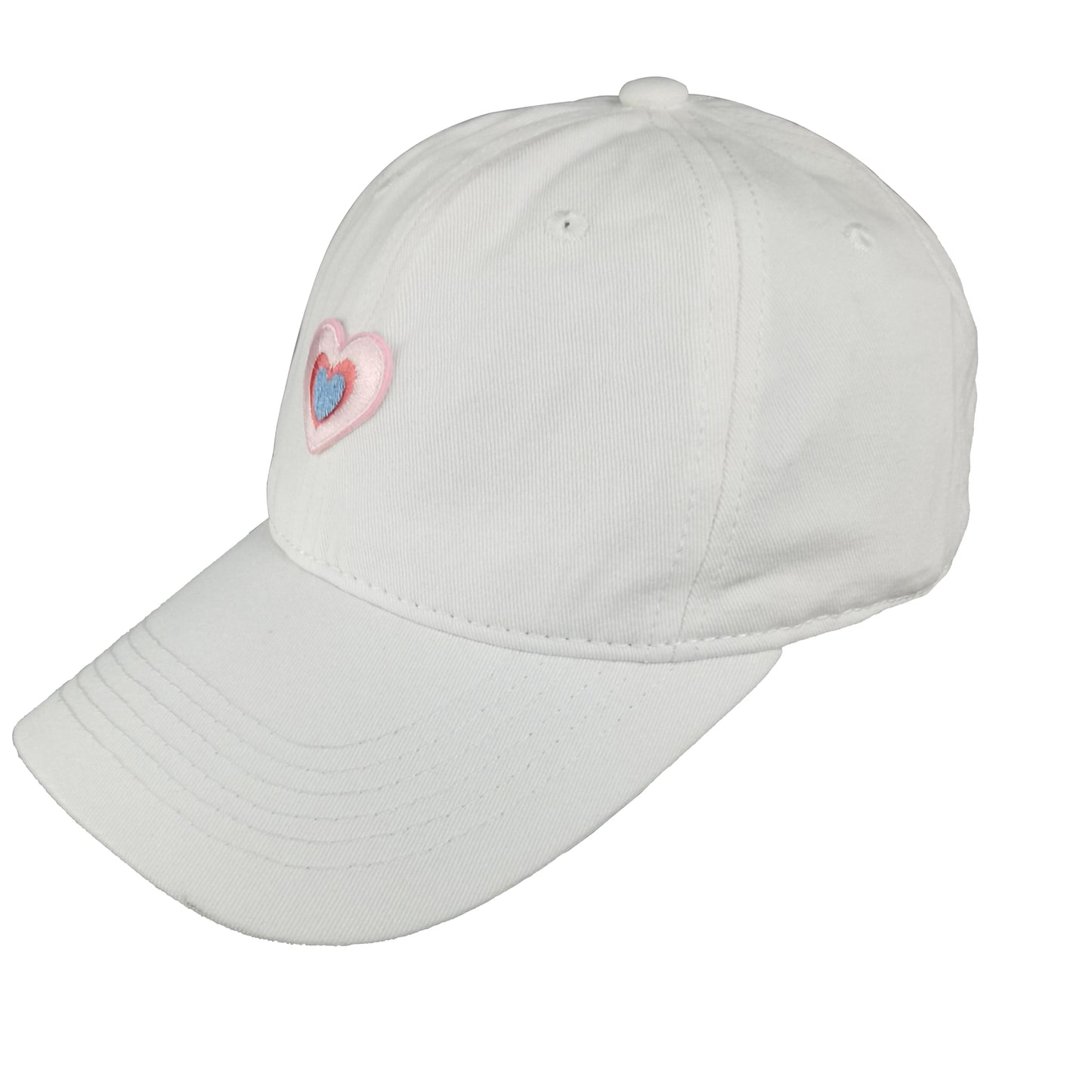 Women's Heart Embroidered Baseball Cap Low Bun Soft Cotton Trucker Hat