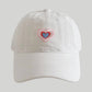 Women's Heart Embroidered Baseball Cap Low Bun Soft Cotton Trucker Hat
