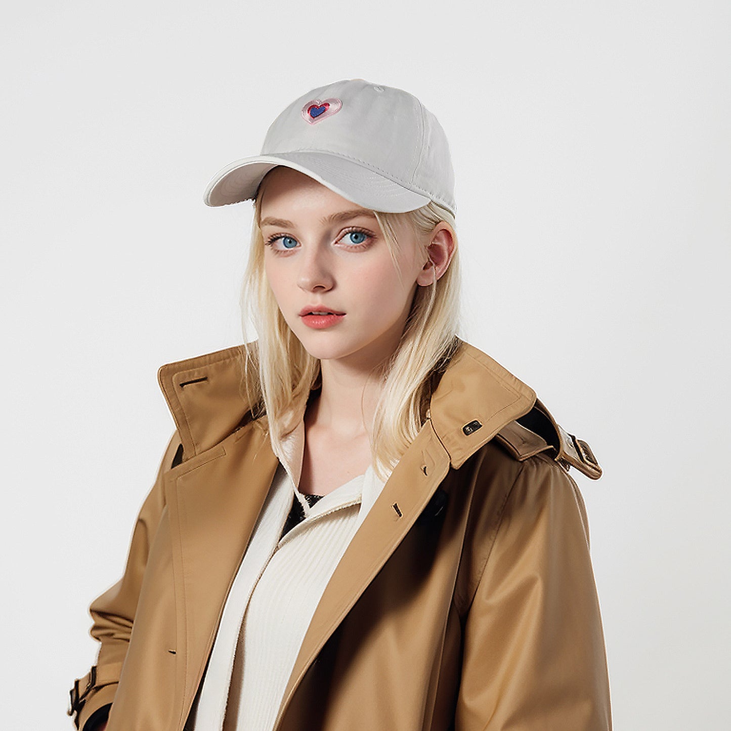 Women's Heart Embroidered Baseball Cap Low Bun Soft Cotton Trucker Hat