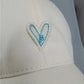 Women's Heart Embroidered Baseball Cap Low Bun Soft Cotton Trucker Hat