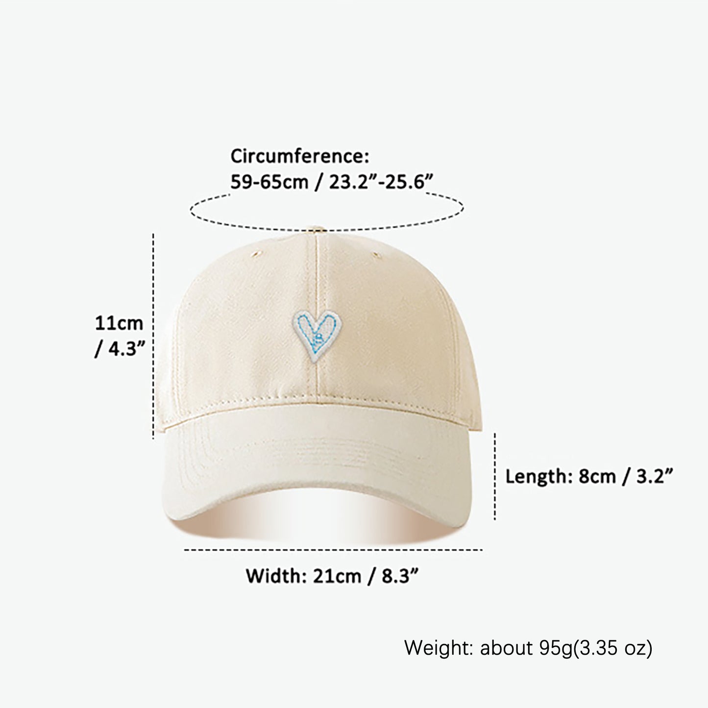 Women's Heart Embroidered Baseball Cap Low Bun Soft Cotton Trucker Hat