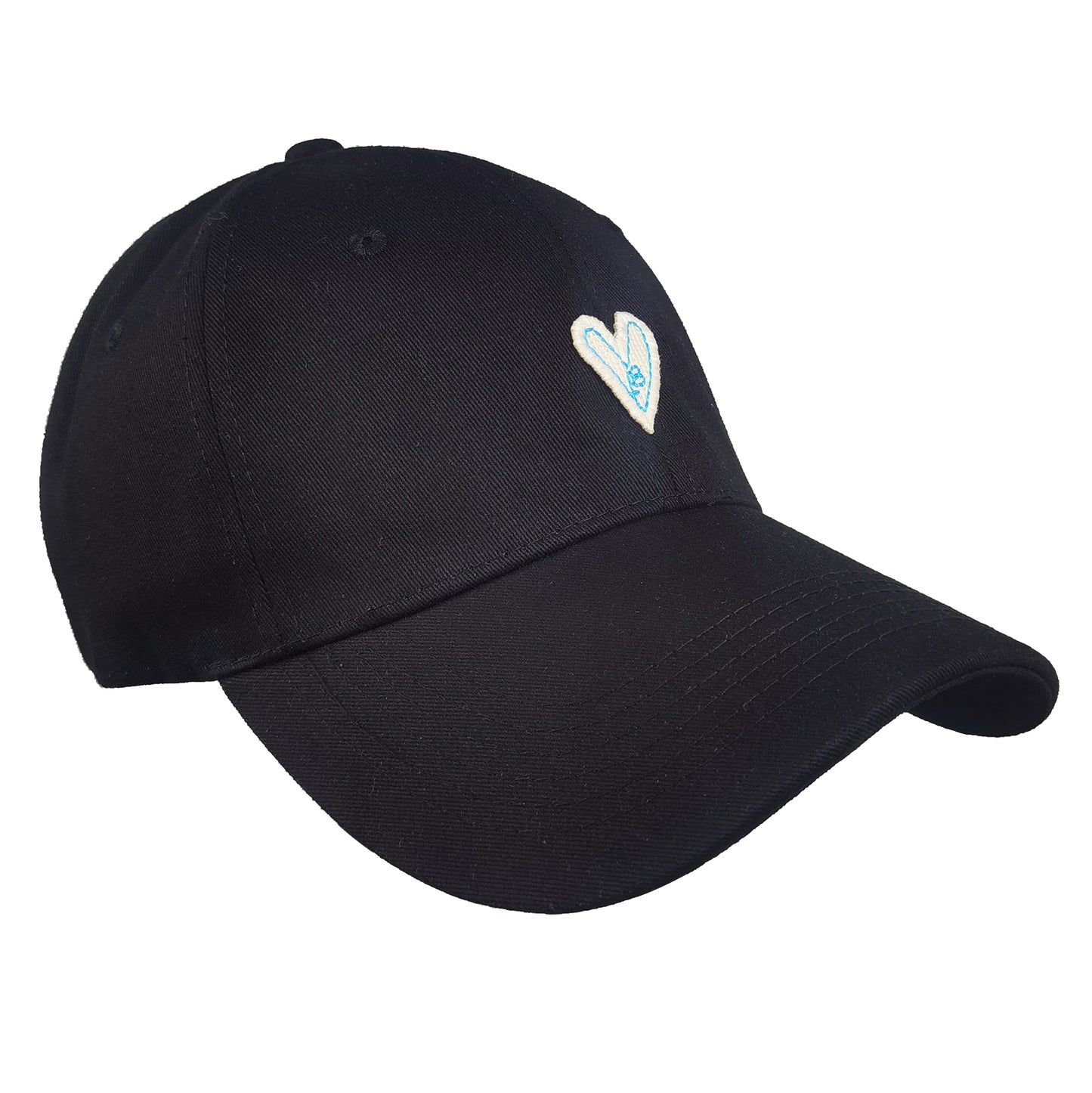 Women's Heart Embroidered Baseball Cap Low Bun Soft Cotton Trucker Hat