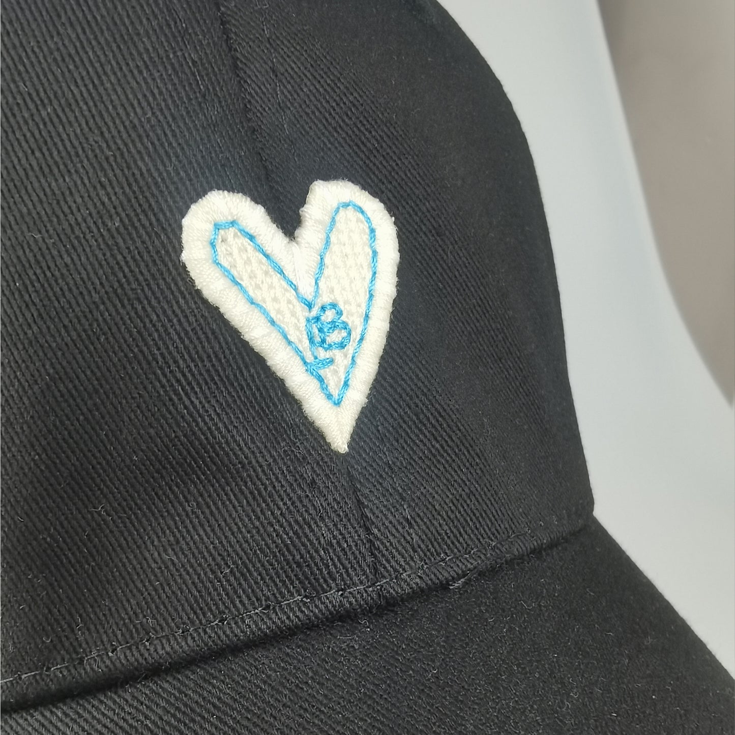 Women's Heart Embroidered Baseball Cap Low Bun Soft Cotton Trucker Hat