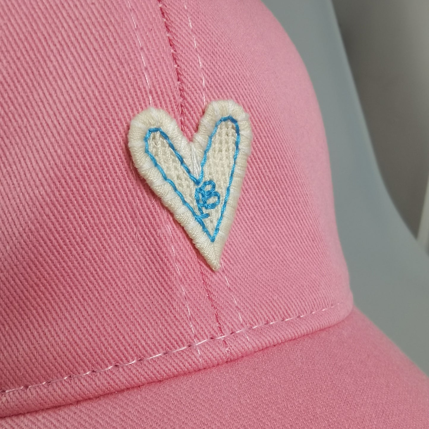 Women's Heart Embroidered Baseball Cap Low Bun Soft Cotton Trucker Hat