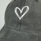 Women's Heart Embroidered Baseball Cap Low Bun Soft Cotton Trucker Hat