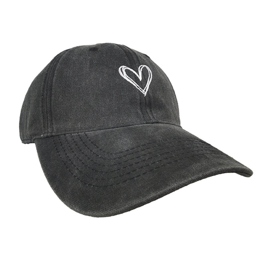 Women's Heart Embroidered Baseball Cap Low Bun Soft Cotton Trucker Hat