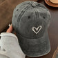 Women's Heart Embroidered Baseball Cap Low Bun Soft Cotton Trucker Hat