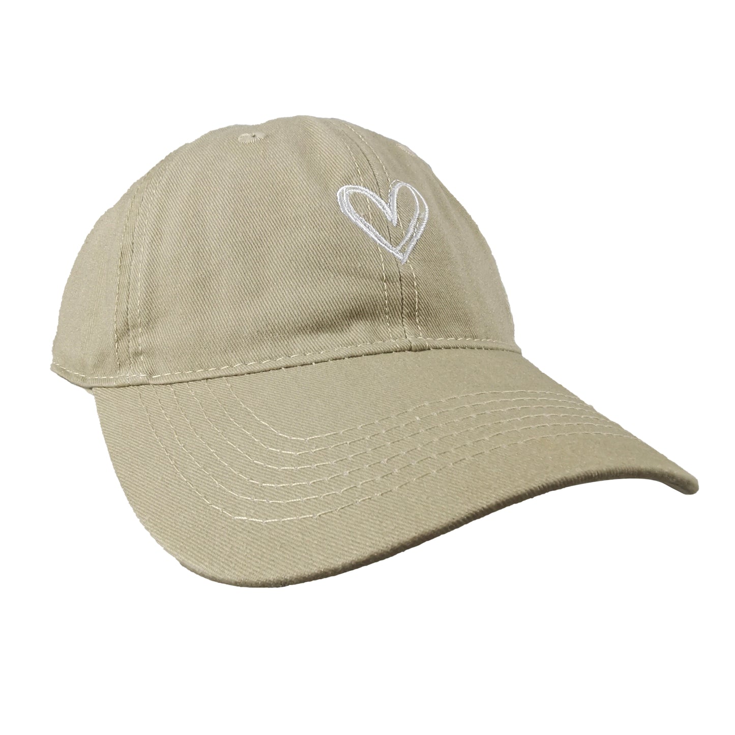 Women's Heart Embroidered Baseball Cap Low Bun Soft Cotton Trucker Hat