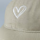Women's Heart Embroidered Baseball Cap Low Bun Soft Cotton Trucker Hat