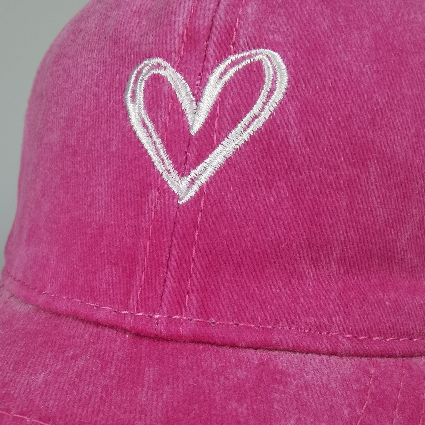 Women's Heart Embroidered Baseball Cap Low Bun Soft Cotton Trucker Hat