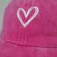 Women's Heart Embroidered Baseball Cap Low Bun Soft Cotton Trucker Hat
