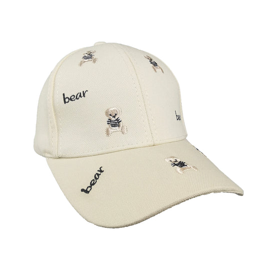 Women's Bear Embroidered Baseball Cap Low Bun Large Head Circumference Soft Cotton Trucker Hat
