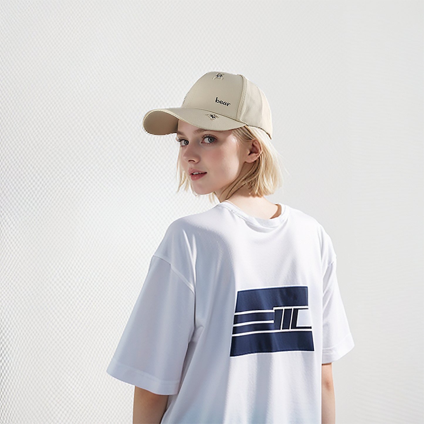 Women's Bear Embroidered Baseball Cap Low Bun Large Head Circumference Soft Cotton Trucker Hat