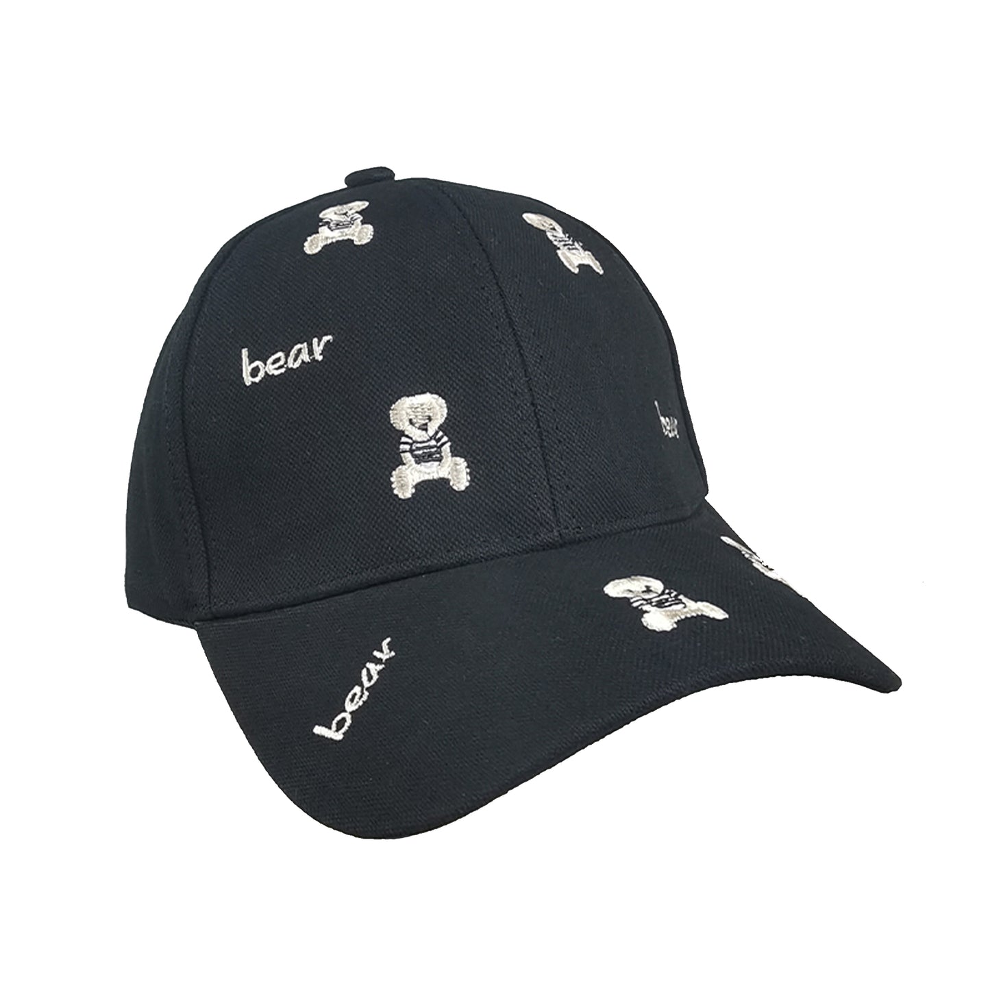 Women's Bear Embroidered Baseball Cap Low Bun Large Head Circumference Soft Cotton Trucker Hat