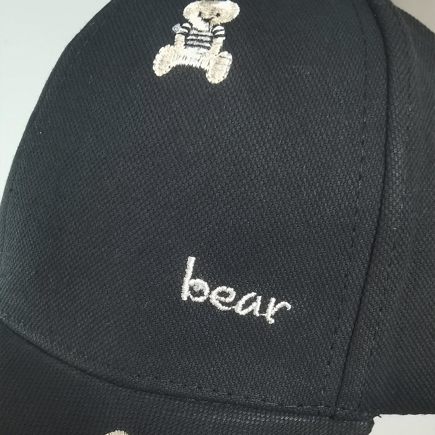 Women's Bear Embroidered Baseball Cap Low Bun Large Head Circumference Soft Cotton Trucker Hat