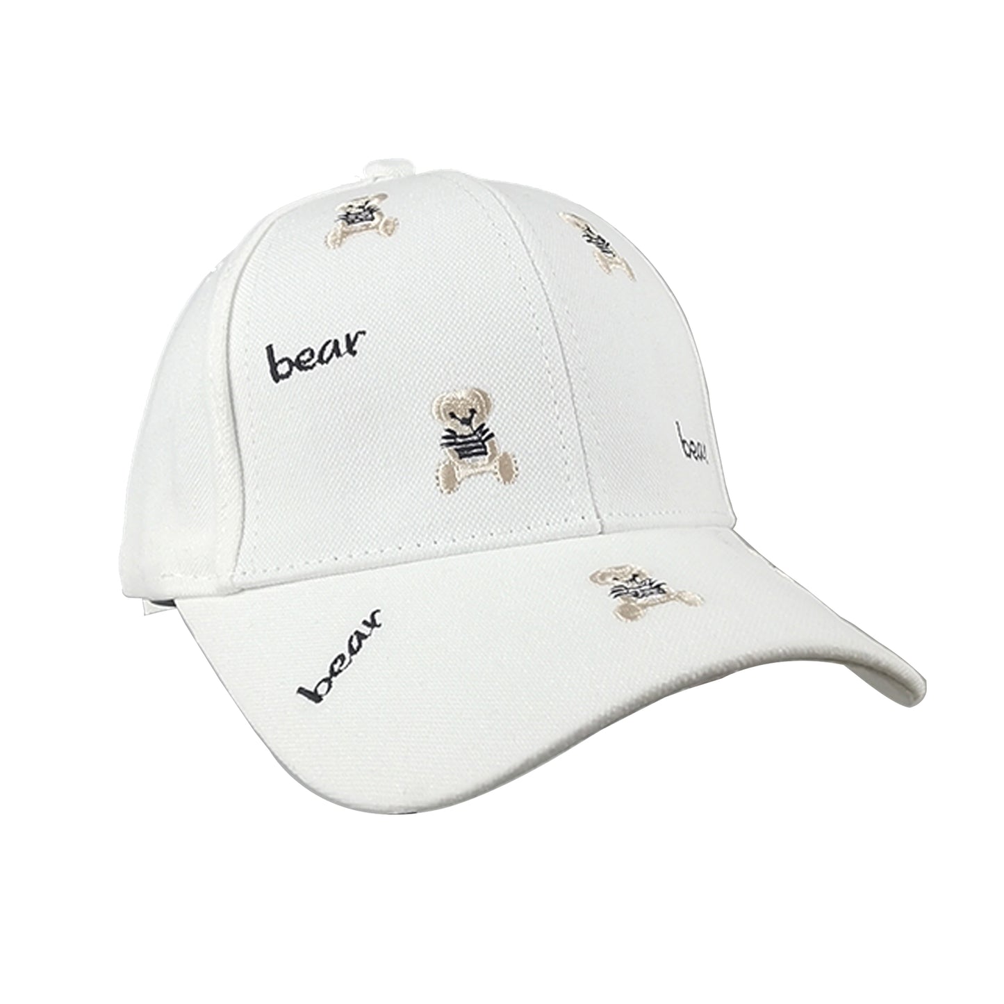 Women's Bear Embroidered Baseball Cap Low Bun Large Head Circumference Soft Cotton Trucker Hat