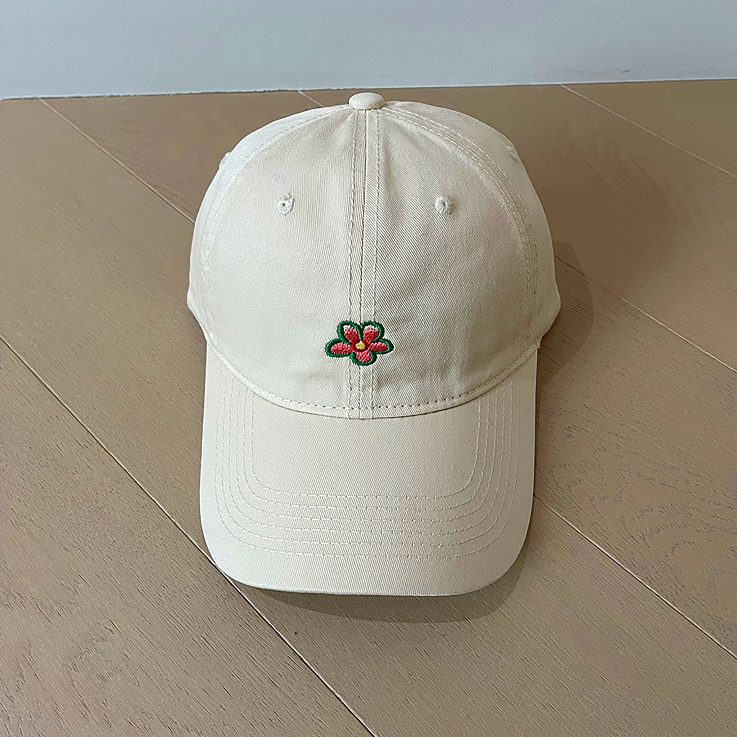 Women's Flower Embroidered Baseball Cap Low Bun Soft Cotton Trucker Hat