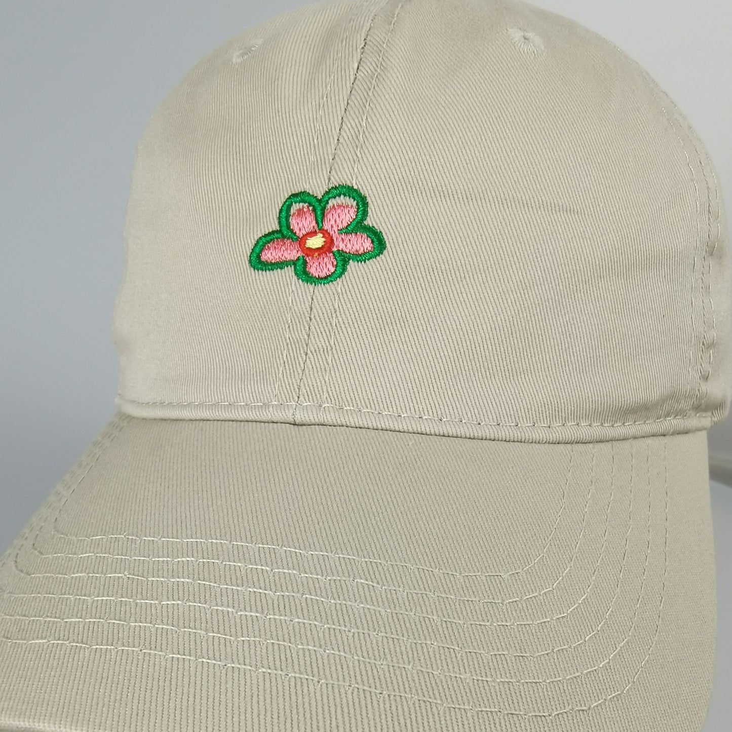 Women's Flower Embroidered Baseball Cap Low Bun Soft Cotton Trucker Hat