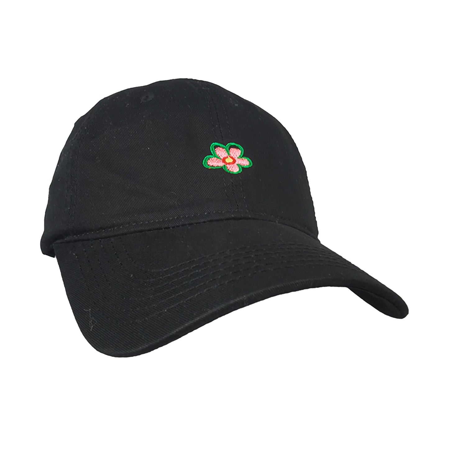 Women's Flower Embroidered Baseball Cap Low Bun Soft Cotton Trucker Hat