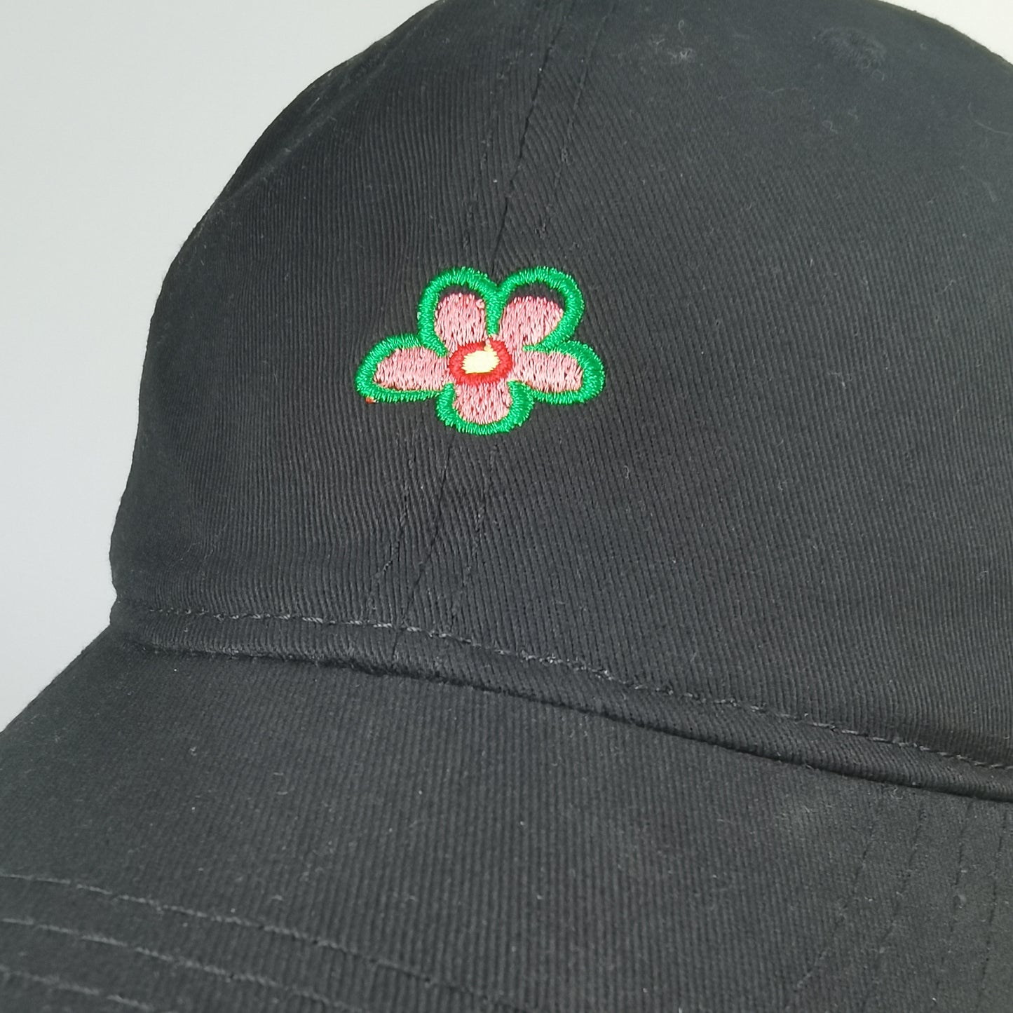 Women's Flower Embroidered Baseball Cap Low Bun Soft Cotton Trucker Hat