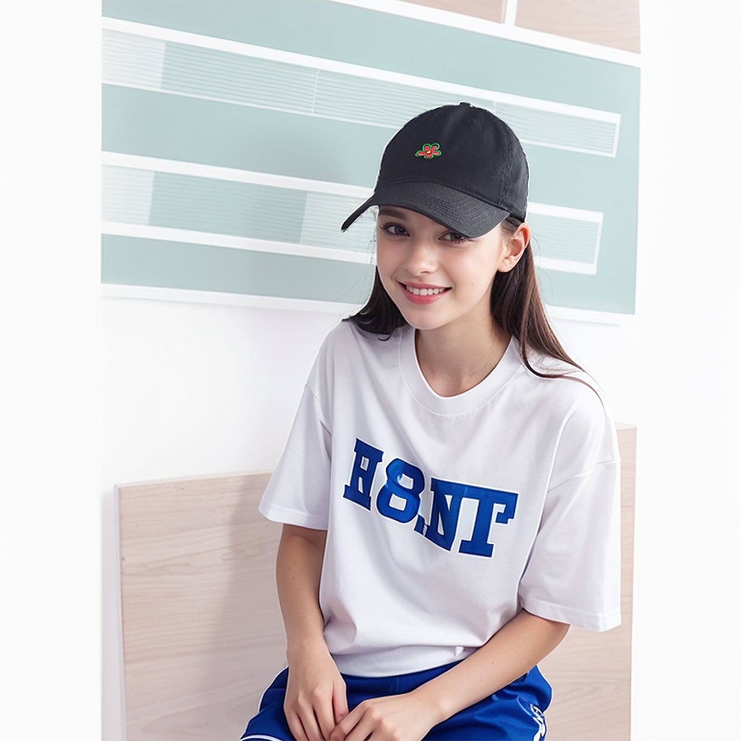 Women's Flower Embroidered Baseball Cap Low Bun Soft Cotton Trucker Hat
