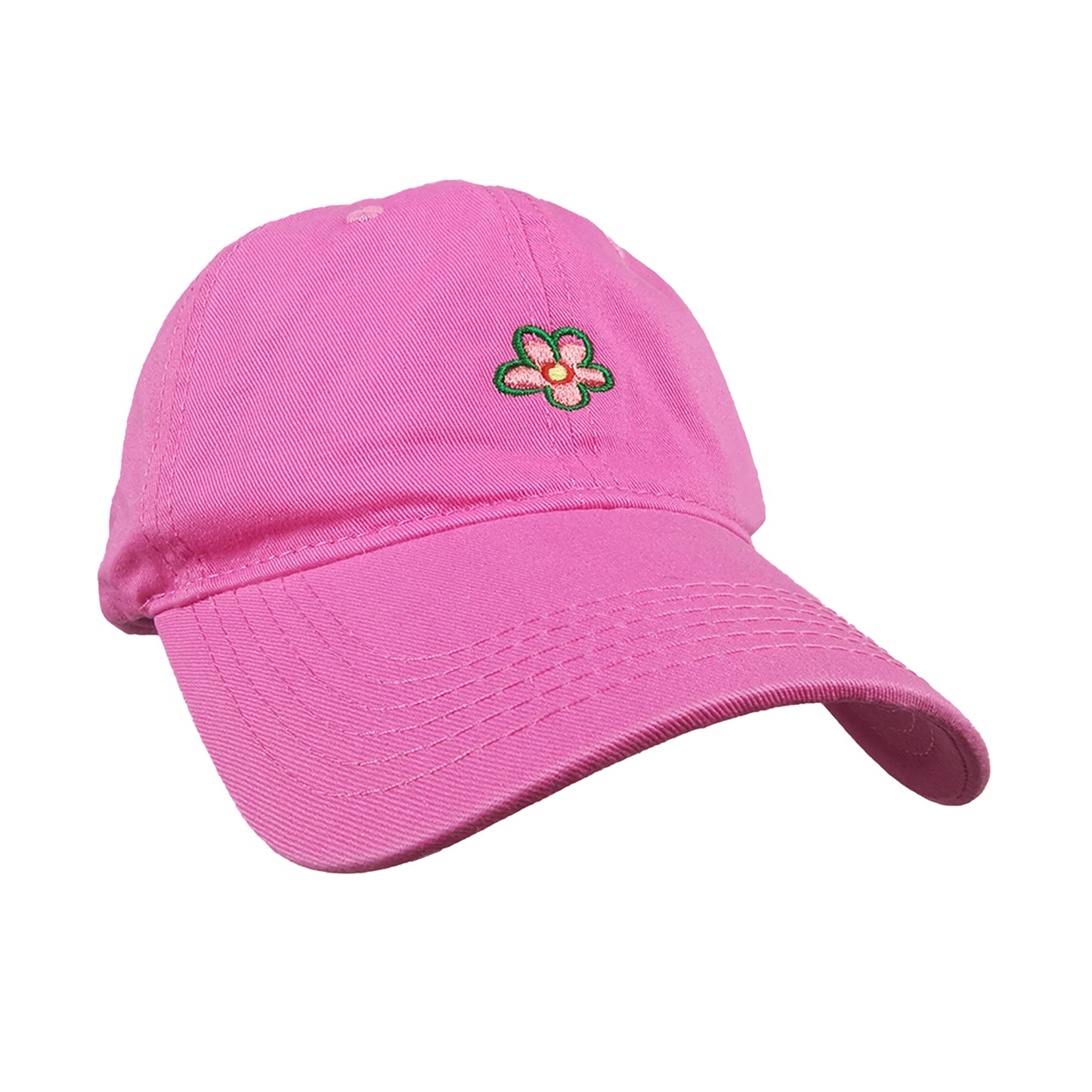 Women's Flower Embroidered Baseball Cap Low Bun Soft Cotton Trucker Hat