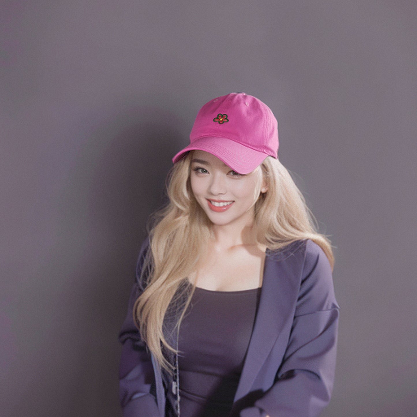 Women's Flower Embroidered Baseball Cap Low Bun Soft Cotton Trucker Hat