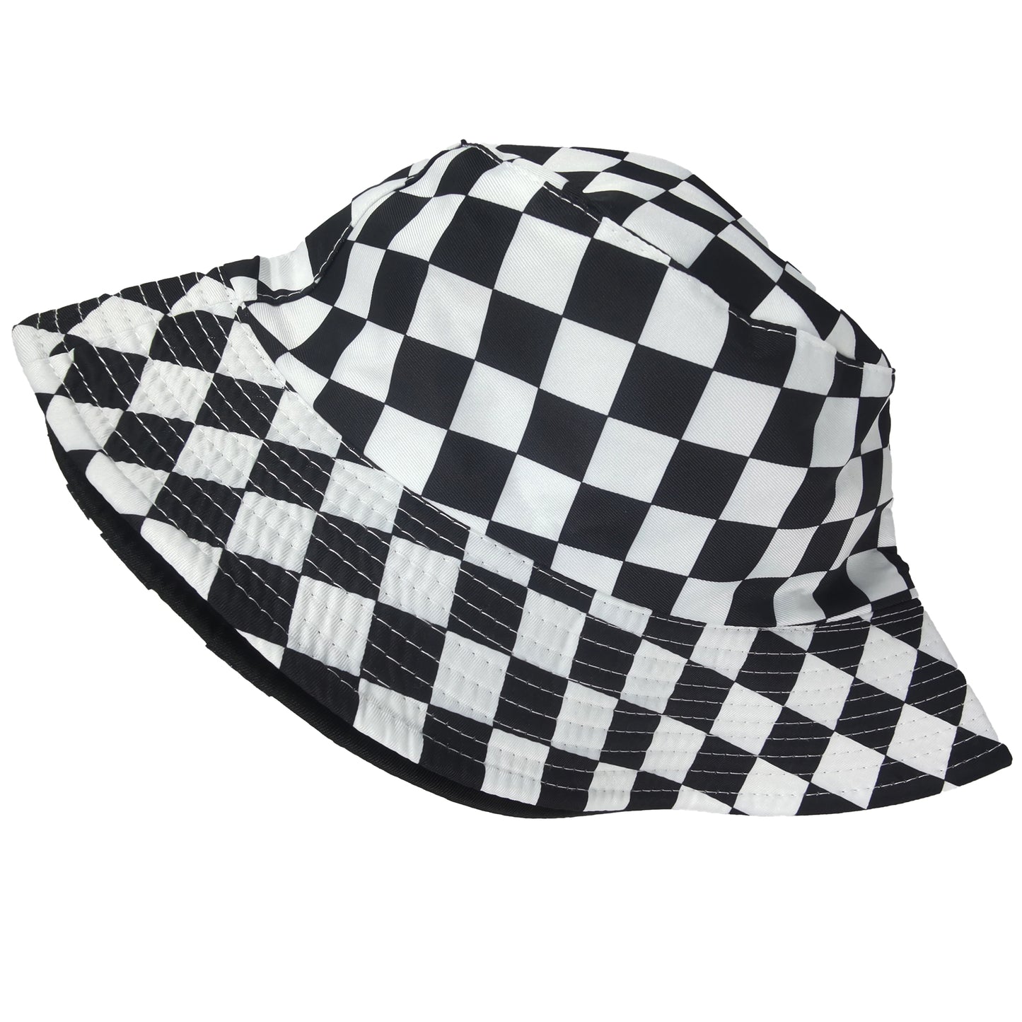 Women's Bucket Hats Reversible Checkered Pattern Fisherman Cap