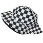 Women's Bucket Hats Reversible Checkered Pattern Fisherman Cap