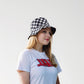 Women's Bucket Hats Reversible Checkered Pattern Fisherman Cap