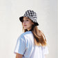 Women's Bucket Hats Reversible Checkered Pattern Fisherman Cap