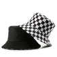 Women's Bucket Hats Reversible Checkered Pattern Fisherman Cap