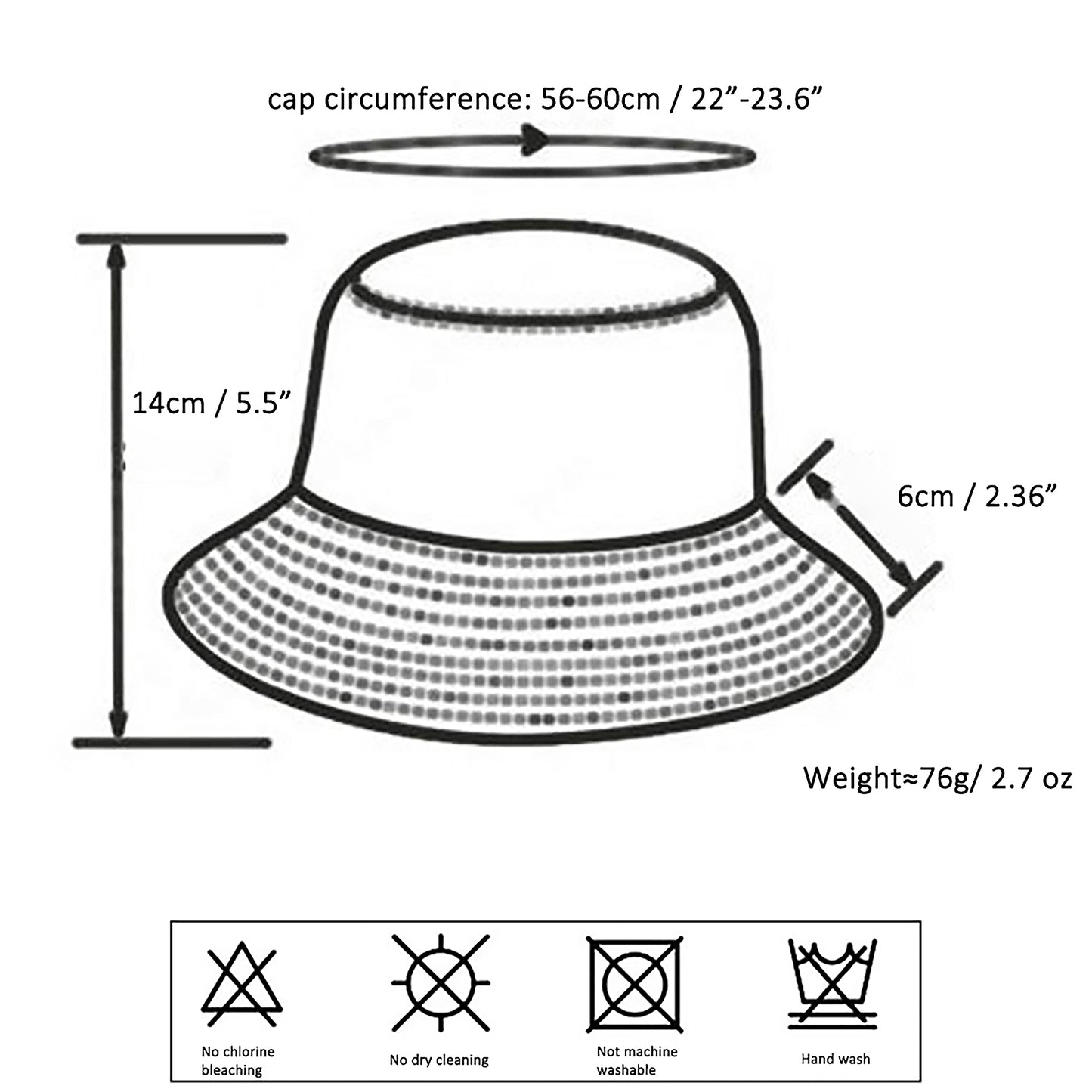 Women's Bucket Hats Reversible Checkered Pattern Fisherman Cap