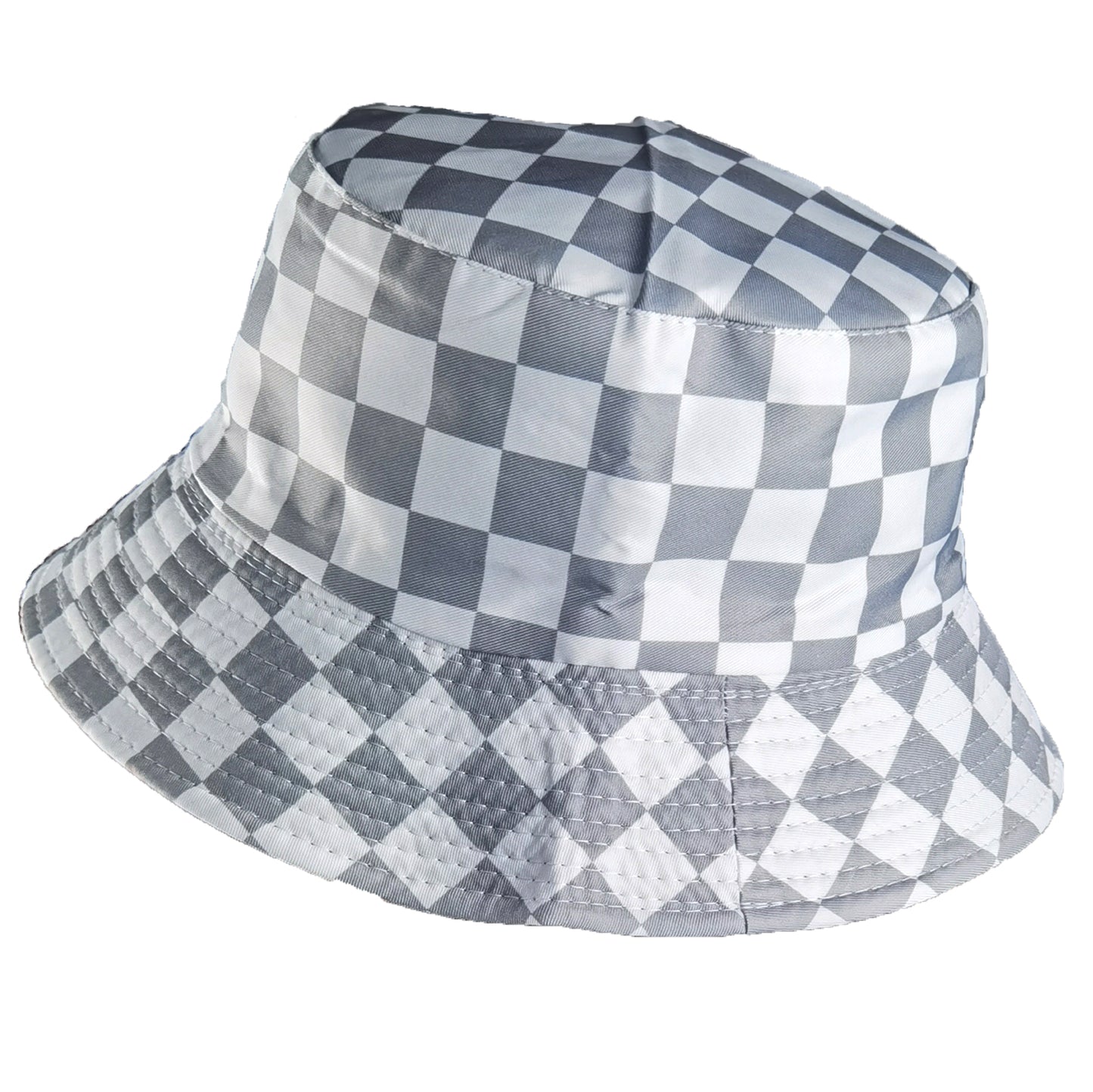 Women's Bucket Hats Reversible Checkered Pattern Fisherman Cap