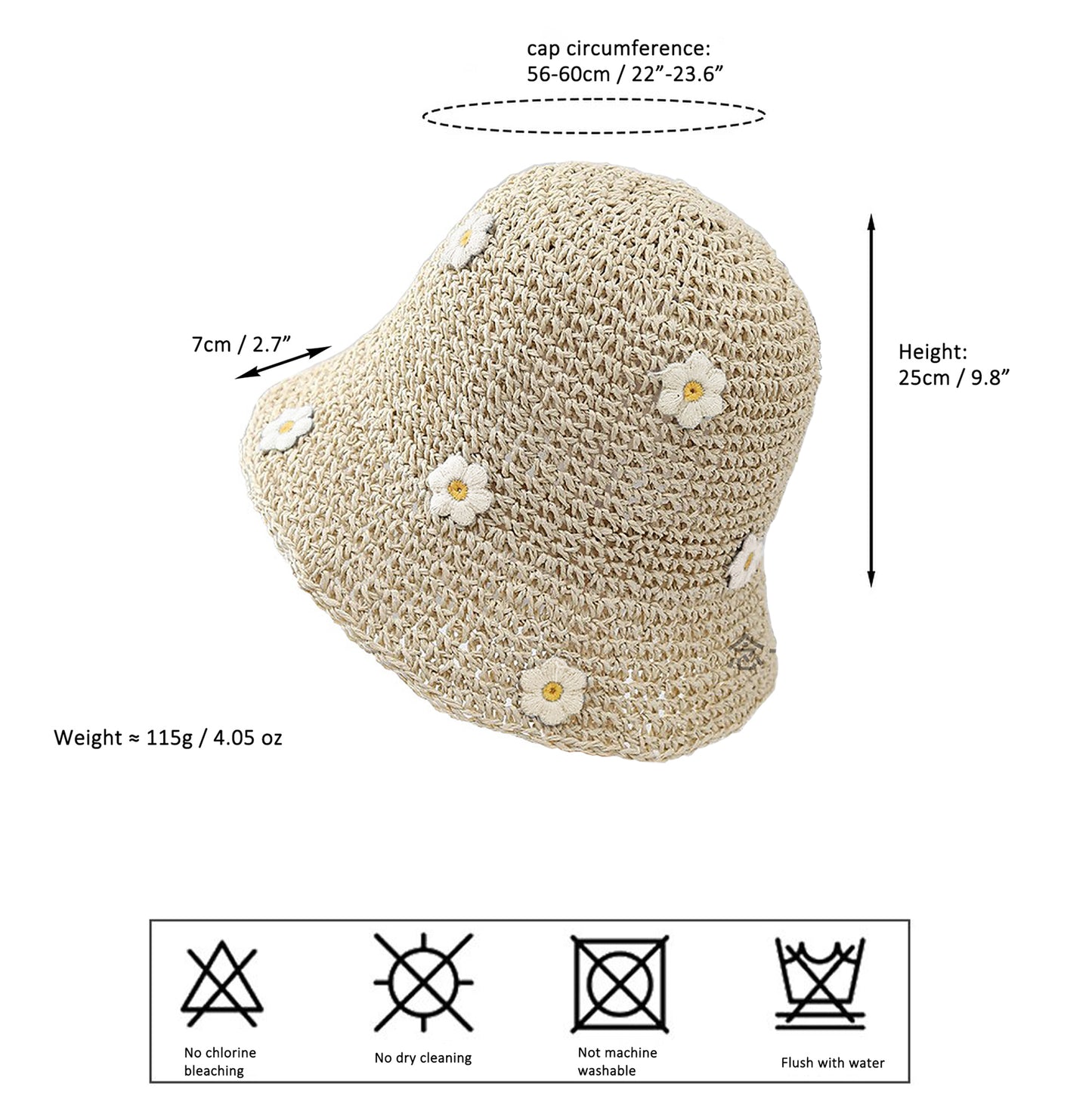 Women's Bucket Hats Flower Crochet Pattern Papyrus Fisherman Cap