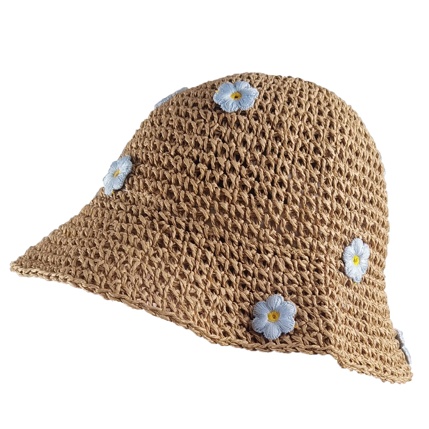 Women's Bucket Hats Flower Crochet Pattern Papyrus Fisherman Cap
