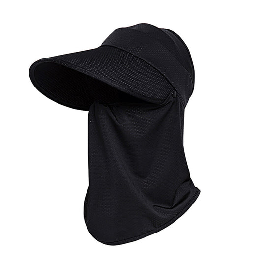 Womens Detachable Face Cover Sun Visor Cap UV Protection Mesh Panel Design with Extra Wide Brim