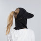 Womens Detachable Face Cover Sun Visor Cap UV Protection Mesh Panel Design with Extra Wide Brim